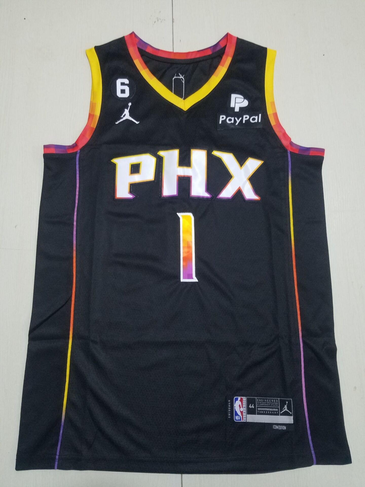 Men Phoenix Suns 1 Booker Black Paypal 2022 NBA Jersey